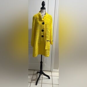 Multiples Bright Yellow Textured Blazer with Black Buttons
